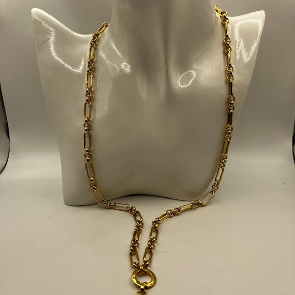 18k Real Gold Plated over Brass Y Lariat Paper Clip 18 inch Chain Shortest One - Picture 11 of 12